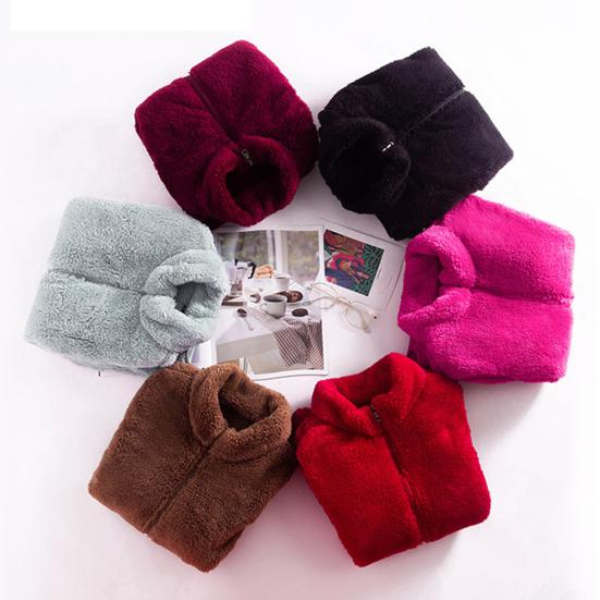 Women Winter Waistcoat High Collar Neck Protection Soft Plush Zipper Closure Solid Color