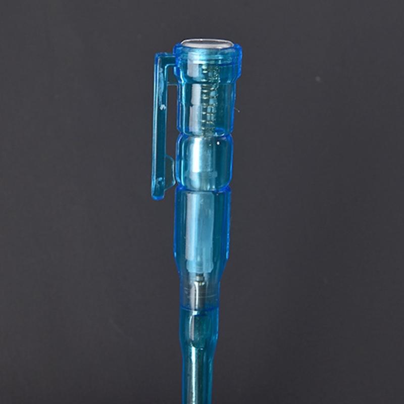 Blue Clear Flathead Voltage Tester Pen Measure 100-500V With Auto Test Function For Electricians Polarity Detection