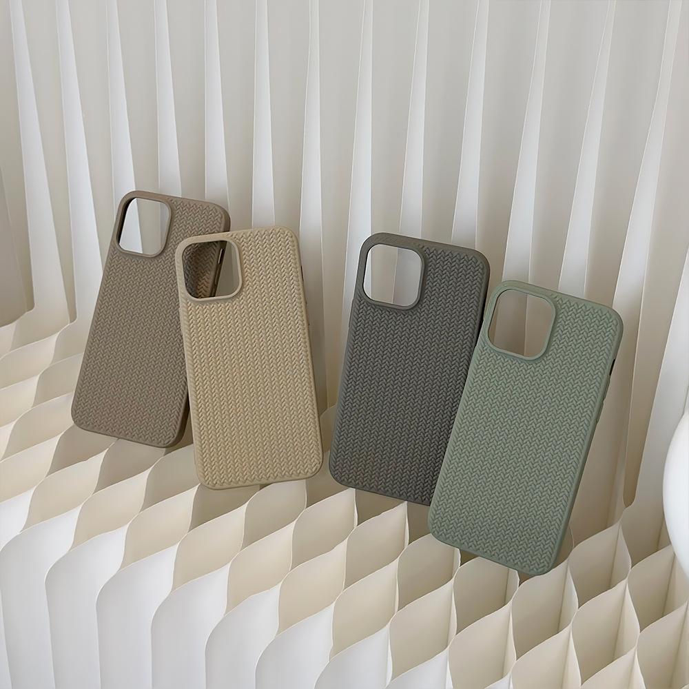 Skin-feel woven texture suitable for iPhone 15, Apple 16 phone case, 14 Pro, high-end feel, 11 retro, X solid color, 13 soft