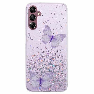 For Samsung Galaxy A14 4G/5G Case TPU Shiny Butterfly Phone Cover with HD Film