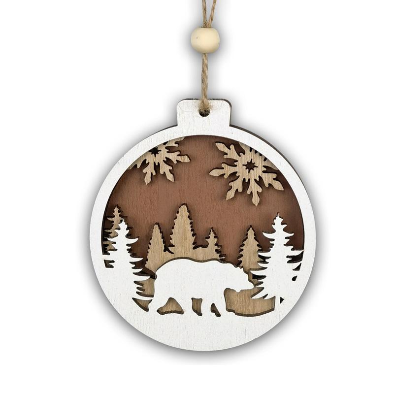 Noel Ahşap Kolye 3D Geyik Noel Baba Ağacı Asılı Süsler Noel Dekor