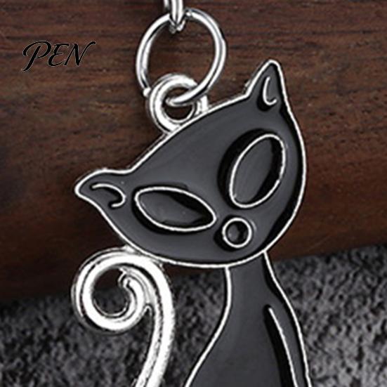 Lightweight Key Ring 2Pcs Black White Cat Keychain for Backpacks, Oil Dripping Enamel Kitten Ring, Metal Bag Schoolbag Charm Decoration Accessories