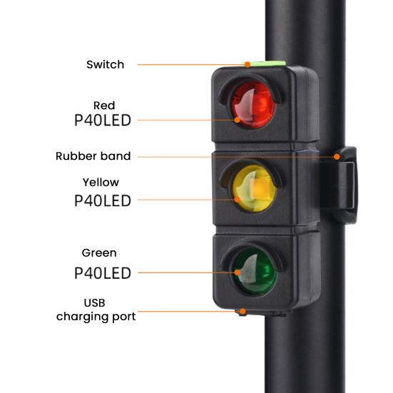 Traffic Light Bicycle Taillight 3 Colors USB Rechargeable Universal MTB Road Mountain Bike Night Riding Warning Strap Rear Lamp Bike Accessories