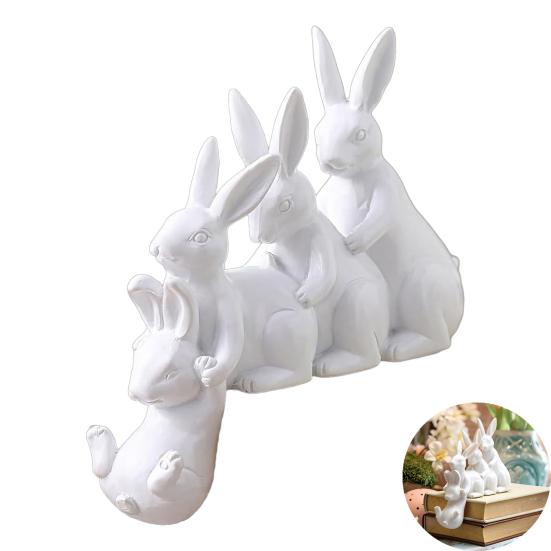 Easter White Bunny Figurine Resin Hugging Rabbit Statue Spring Easter Holiday Party Animal Desktop Decoration Ornament