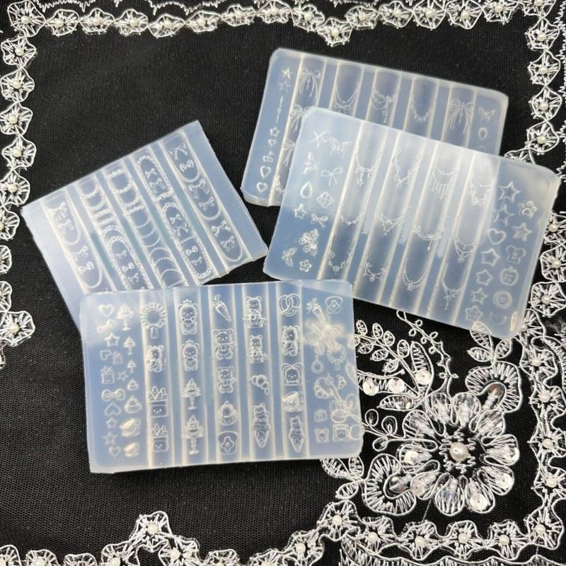 Nails Art Silicone Mold Dessert Bear Theme Manicure Training Tool Professional Manicure Supplies for Various Occasion