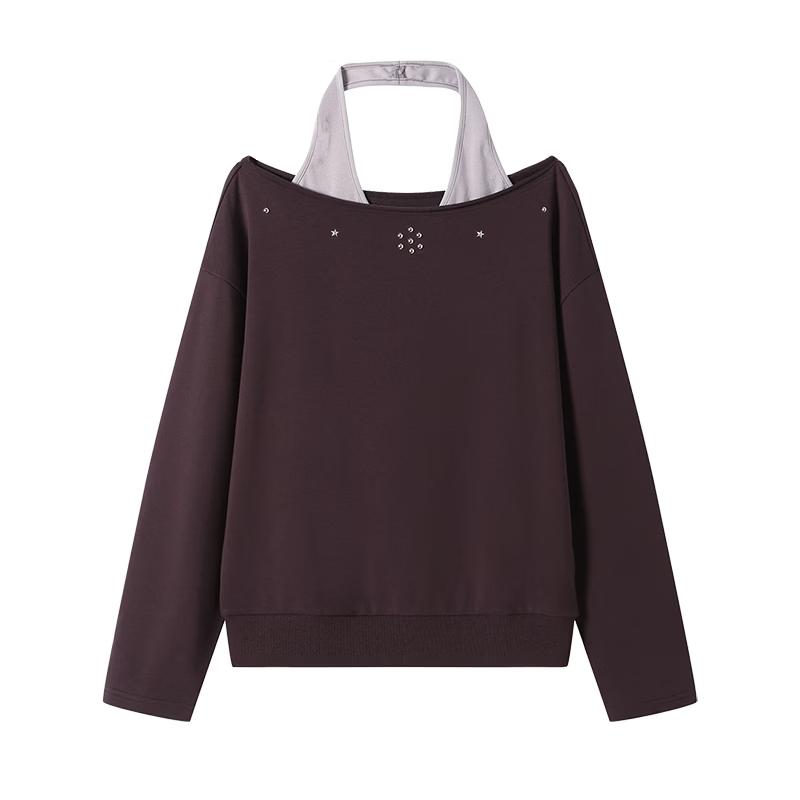 GREEN BELT Женский комплект: свитшот с цветовыми блоками, спущенное плечо S