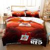 Red Bear 3D Printing Duvet Cover Bedding Set, Anime bear Microfibre Soft Pillowcases Hidden Zipper for Children Teenagers