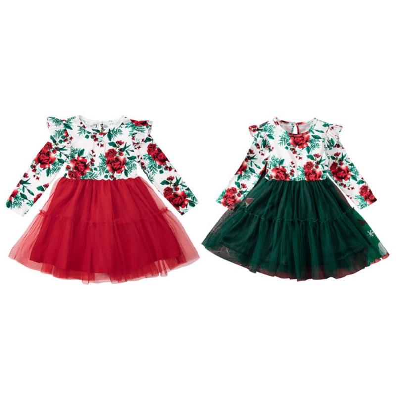 

Autumn Girls Dress Round Neck Long Sleeved Printed Dress Kids Party Dress 120