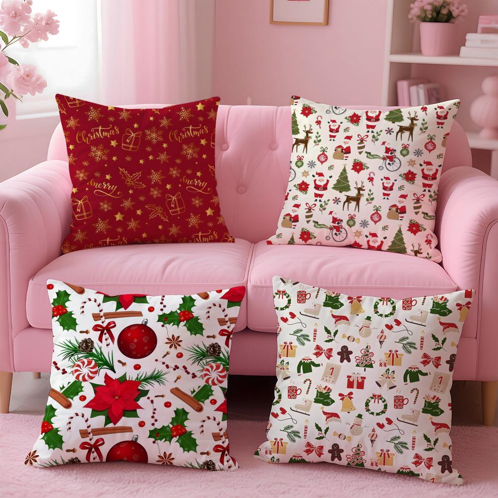 Celebrate Art Christmas Day Print Cushion Cover Pillow Case Soft Skin Friendly Fabric  Concealed Zipper