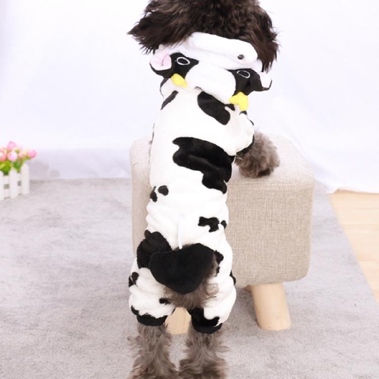 Hooded Dog Winter Coat Cow Pullover for Cold Weather Four-Legged Clothing