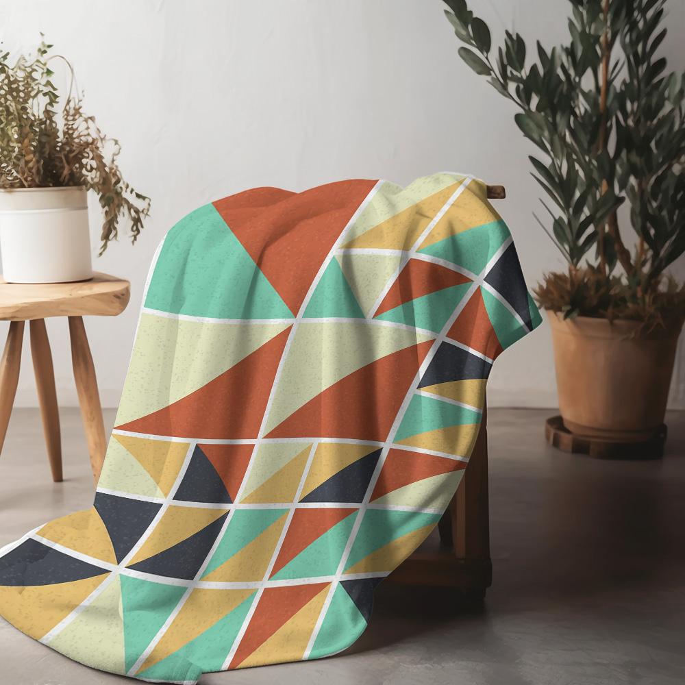 Geometric Quilted Throw Blanket Sofa Bed Cover Decorative Cotton Fleece Blanket For Home Decor Gift