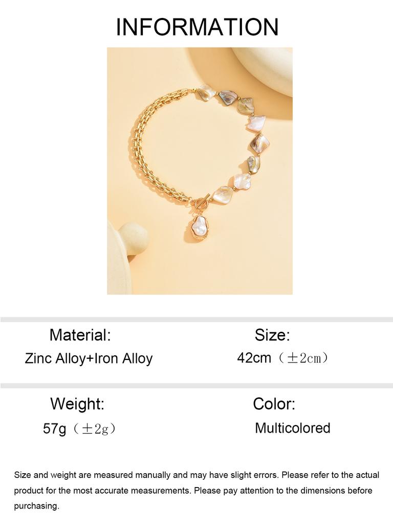Boho Barokní Perlový Choker Asymetrický Kubánský Řetízek Zapínání na Páčku Výrazný Letní Plážový Šperk Dárek