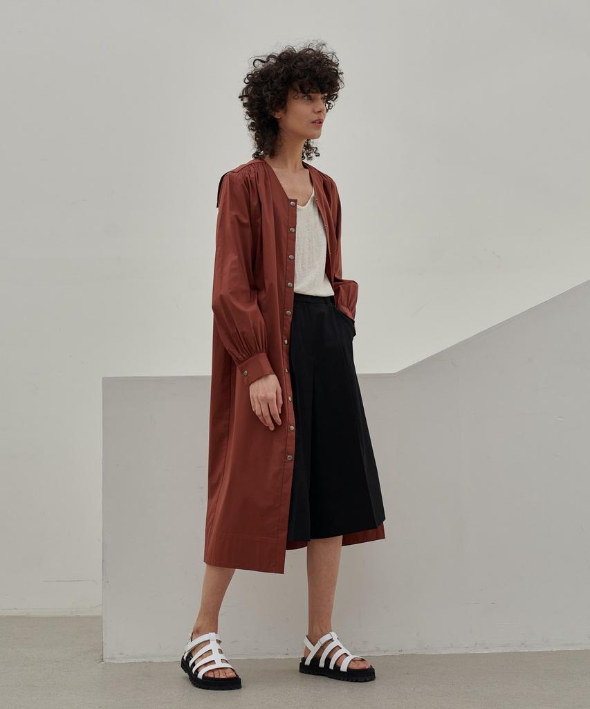 MITTE Shirring Belted Shirts Dress - Brick