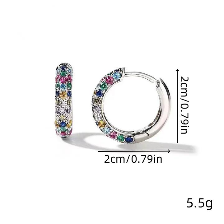 Sterling Zinc Alloy Colored Zircon Earrings Ear Buckles Elegant Style Imple Versatile  Casual Personalized Zircon  For