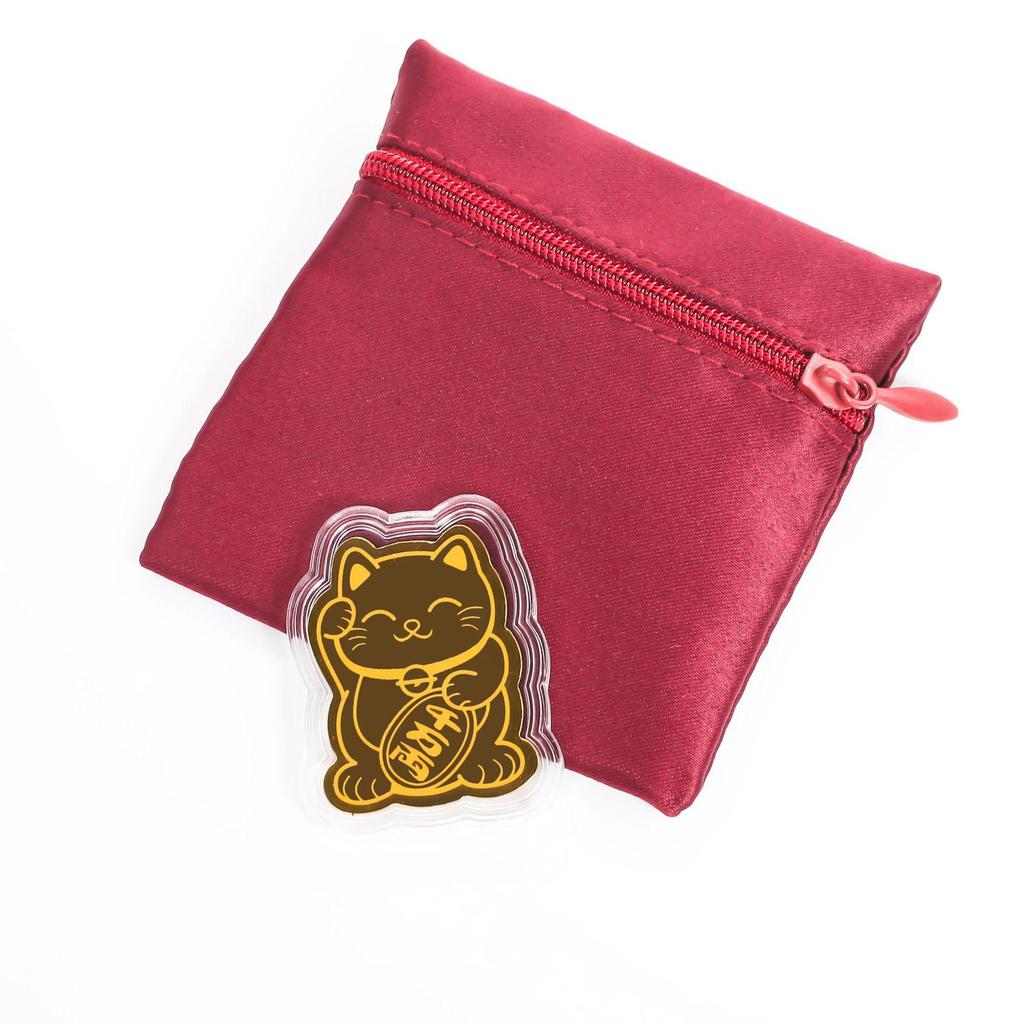 Douyin Lucky Cat Pure Gold Foil Phone Sticker - Good Luck Charm