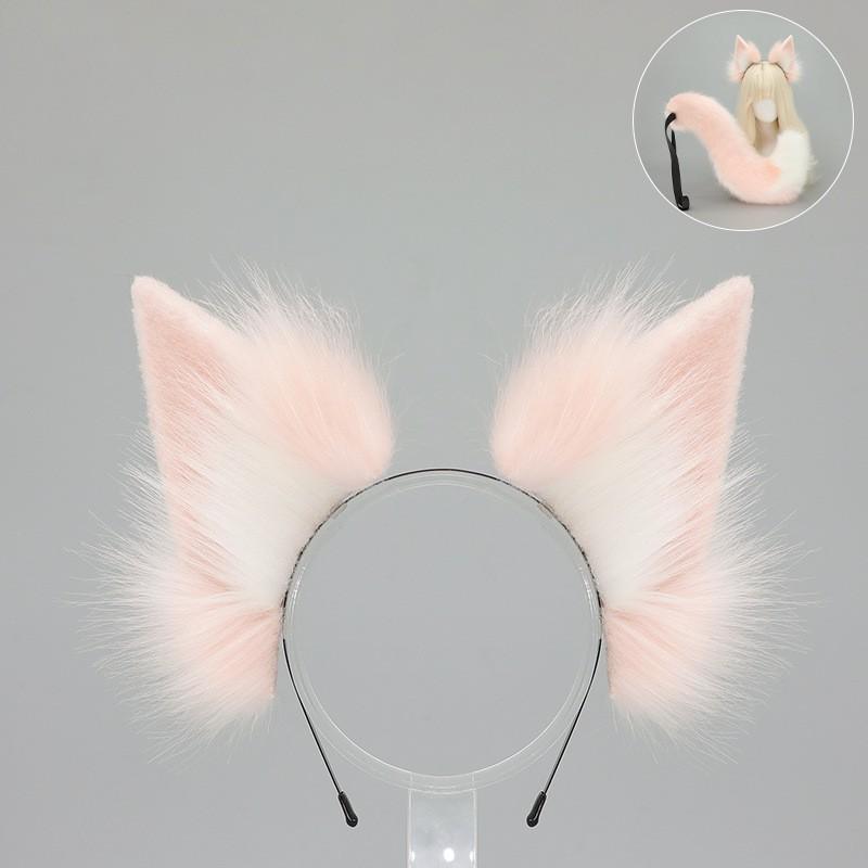 Handmade Fox Ears Tail Set Cosplay Anime Convention Costume Accessory Fluffy Plush Animal Ear Headband