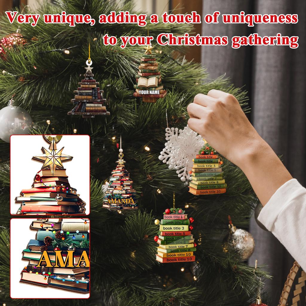 Christmas Book Tree Ornament ACRYLIC, Book Gift, Book Lover Gift, Book Ornament, Book Gift, Book Lover Gift, Librarian Gift