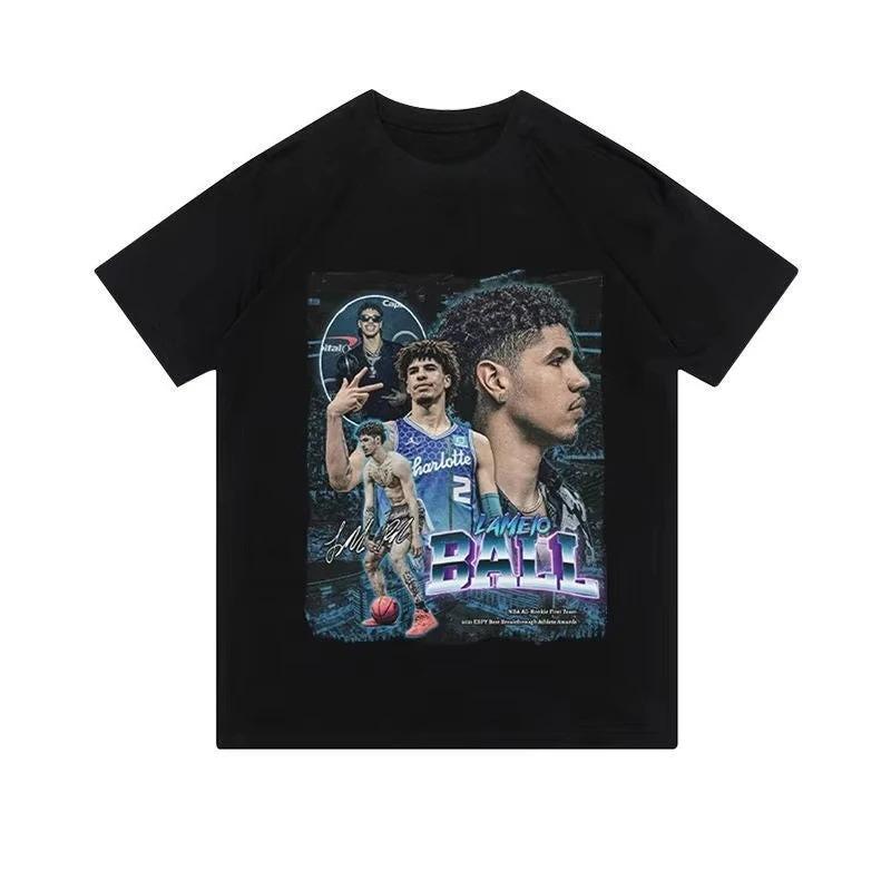 

LaMelo Ball Charlotte Hornets #2 Vintage Streetwear Graphic T-Shirt, Oversized NBA Basketball Tee, Unisex Casual Top L бежевий