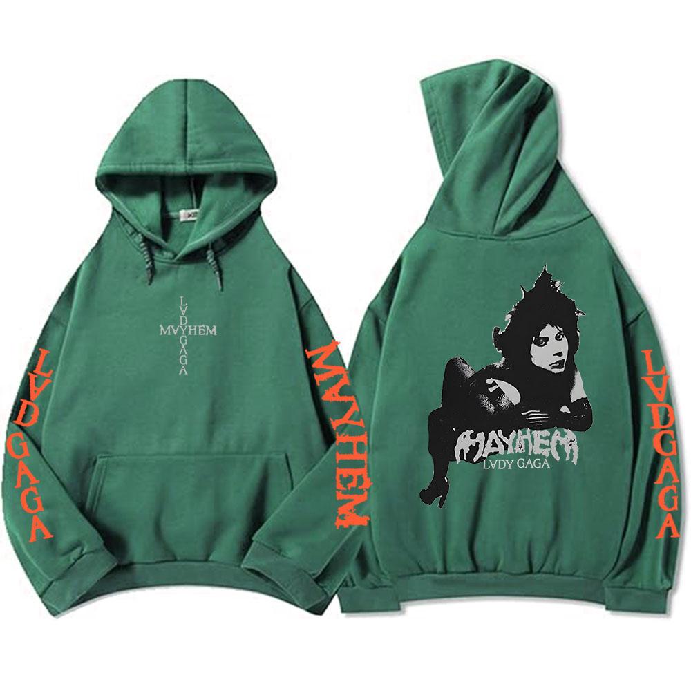 Hooded Pullovers Lady Gaga Mayhem Album Graphic Hoodies Hip Hop Unisex Streetwear Long Sleeve Loose Male Sweatshirts Print Hoody