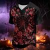 Men's V-Neck Halloween Printed T-Shirt Casual Top