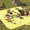 Foldable Picnic Mat Waterproof Sand Blanket Extra Large Picnic Rug Healthy Odor-Free Fabric Yellow Red Stripe Blanket for Beach