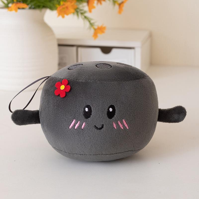 Cartoon Creative Coal Doll Pendant Plush Toy Black Coal Bag Keychain Hanging Ornament Doll Desktop Ornament