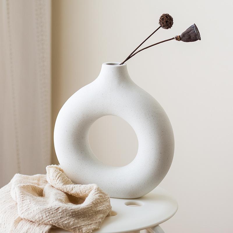 NEW Circle Ceramic Vase Minimalist Decoration Creative and Minimalist Living Room Bedroom Home Tabletop Vase Ceramic Decoration