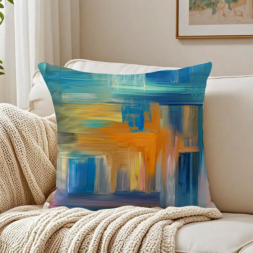 Tie-Dye Colorful Pattern Pillow Case Double-Sided Plush Sofa Cushion Covers Organic Breathable Invisible Zipper