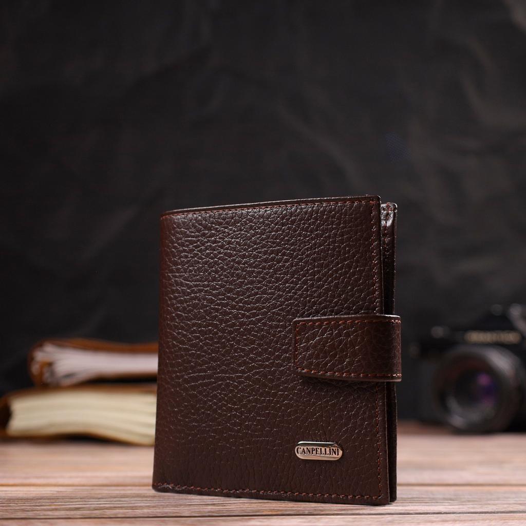 Universal Men's Wallet Made of Genuine Grained Leather CANPELLINI 21744 Brown