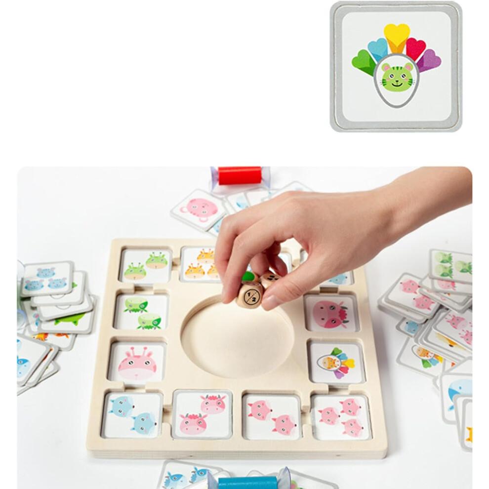 Wooden Log Toy  Learning Activity with 96 Cards, 3 Dice, Educational Toy for 4