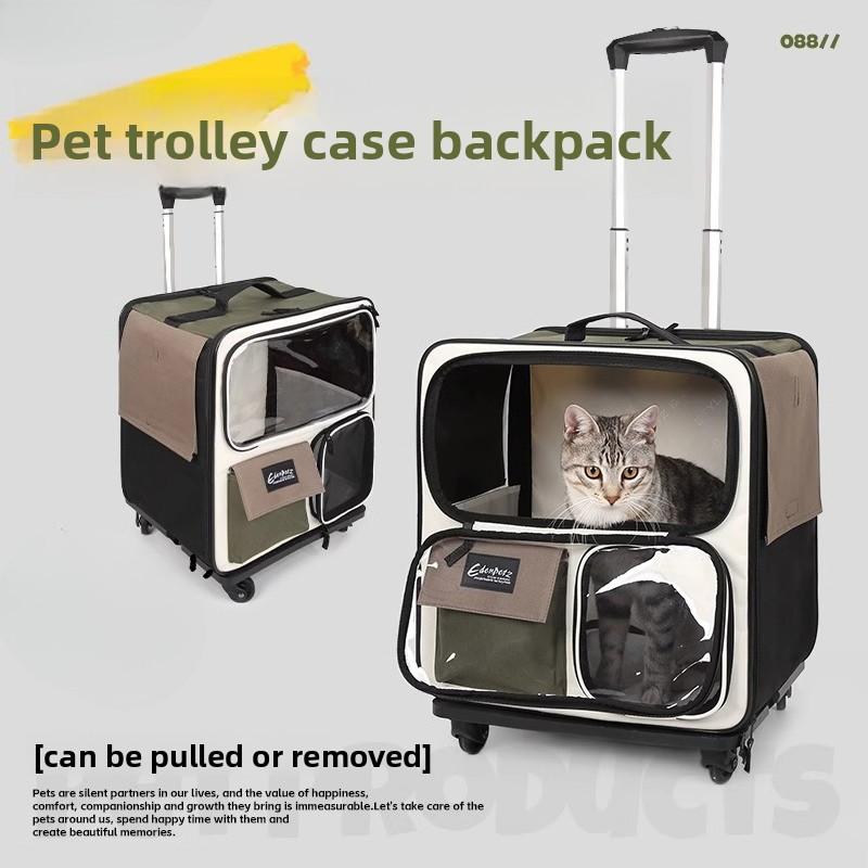 3-in-1 Portable Pet Backpack Lightweight Cat Carriers Large Capacity Dog Travel Bag for Outdoor Removable Pet Suitcase