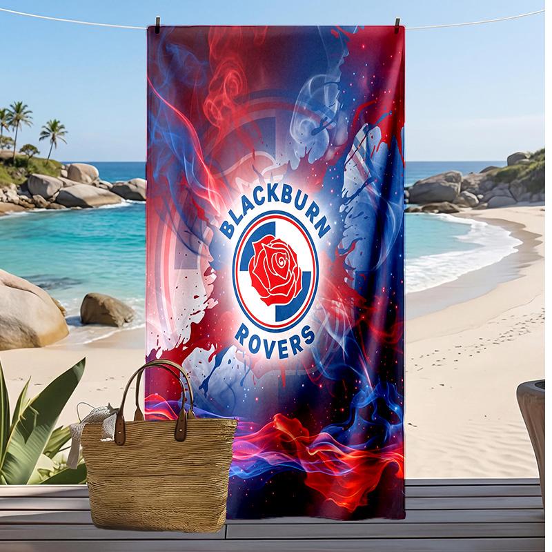 Telo Mare con Stampa Calcio Blackburn Rovers, Telo Grande Morbido Asciugatura Rapida per Spiaggia Campeggio Nuoto