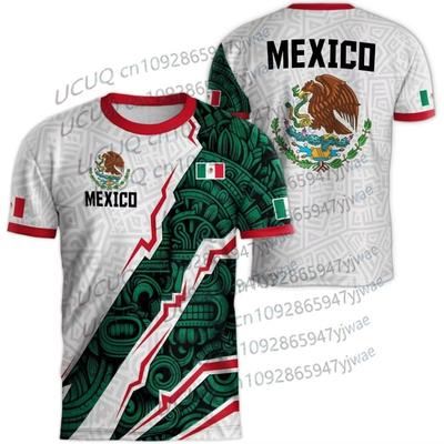 Camiseta de Manga Corta con Estampado de la Bandera Nacional de México 2026 para Hombre y Mujer Camisetas con Estampado 3D Camisetas Deportivas Casuales para Exteriores