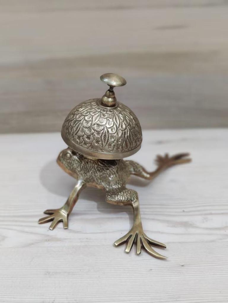Brass Frog Desk Bell: Antique Style Service Counter Bell
