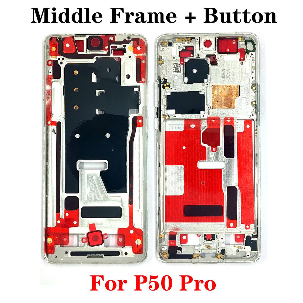 OG For Huawei P20 P30 P40 P50 P50E P60 P70 Pro Plus Ultra Art Middle Frame Housing Front LCD Bezel Cover With Side Button