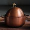 Egg Shape Vintage Copper Soup Pot,Handcrafted Pot Food Cooking Utensil Simmering and Pasta Stewing,With lid 19 cm Handheld Pot