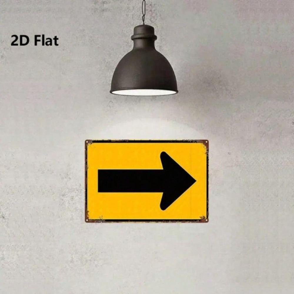 Vintage Metal Sign Yellow Arrow Wall Decor Home Cafe Bar Office 20x30cm