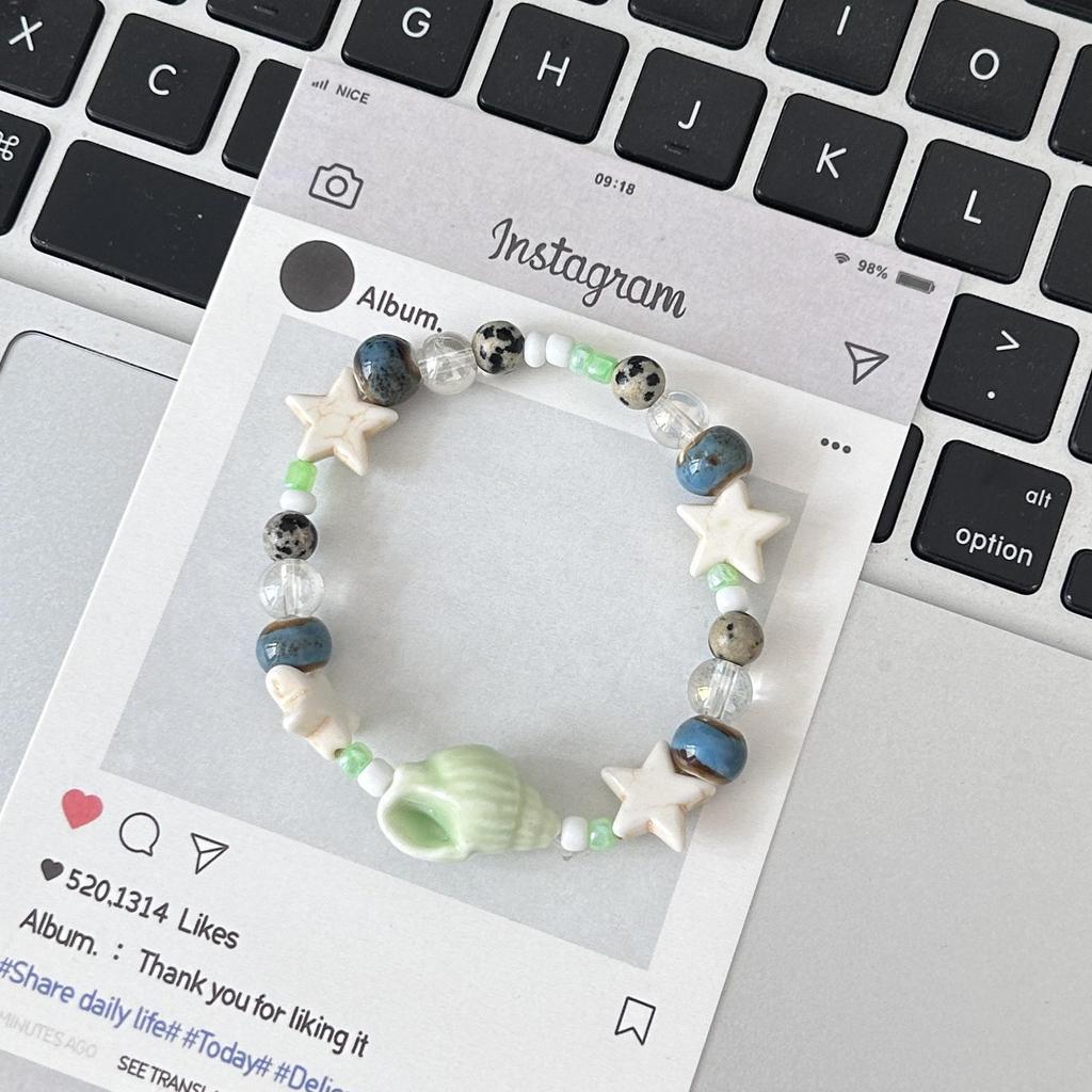 Conch Star Ceramic Beaded Bracelet: Women's Light Luxury Jewelry for Parties and Students