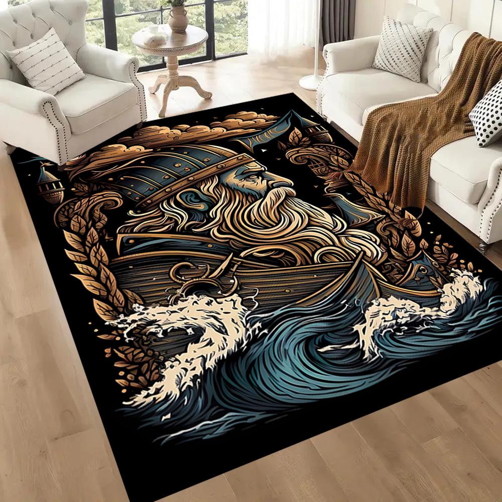 Viking Warrior Artwork Floor Mats for Living Room, Bedroom and Room Decoration Are Suitable for Gifts.