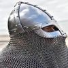Medieval Combat Helmet with Chain Trough Knight Crusader Armor, LARP SCA Battle-Ready Steel Helmet Gift