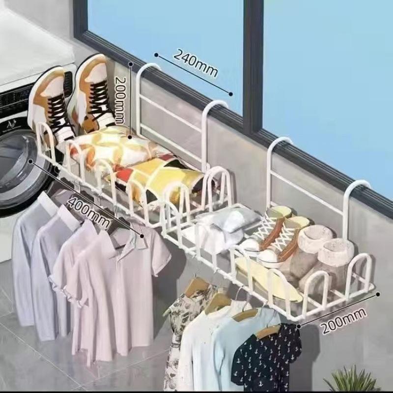 Balcony Drying Rack Multi Functional Indoor And Outdoor Shoe Drying Railing Windowsill Hanging Minimalist Clothes Storage Stand