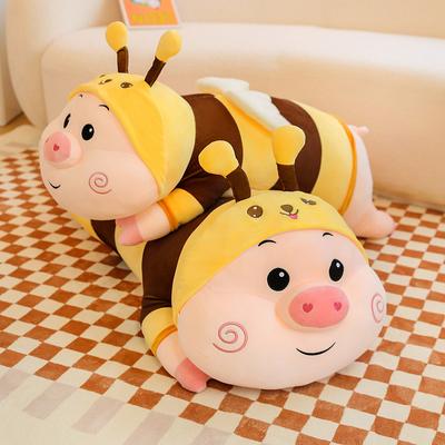 Giant Long Orange Pig Bees Toys Soft Stuffed Animals Lying Pig Dolls Baby Kids Lover Sleep Aid Peluche