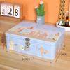 Iron Box with Lock and Key Desktop Storage Box Retro Tinplate Cosmetics ID Storage Household Jewelry Storage Empty Box