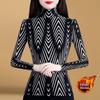 Houndstooth Long Sleeve Women's Top - Autumn/Winter Fashion Base Layer