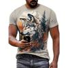 Summer Men's and Women's 3D Printed Fun Forest Scene Wolf Pattern Quick Drying T-shirt Casual Street T-shirt