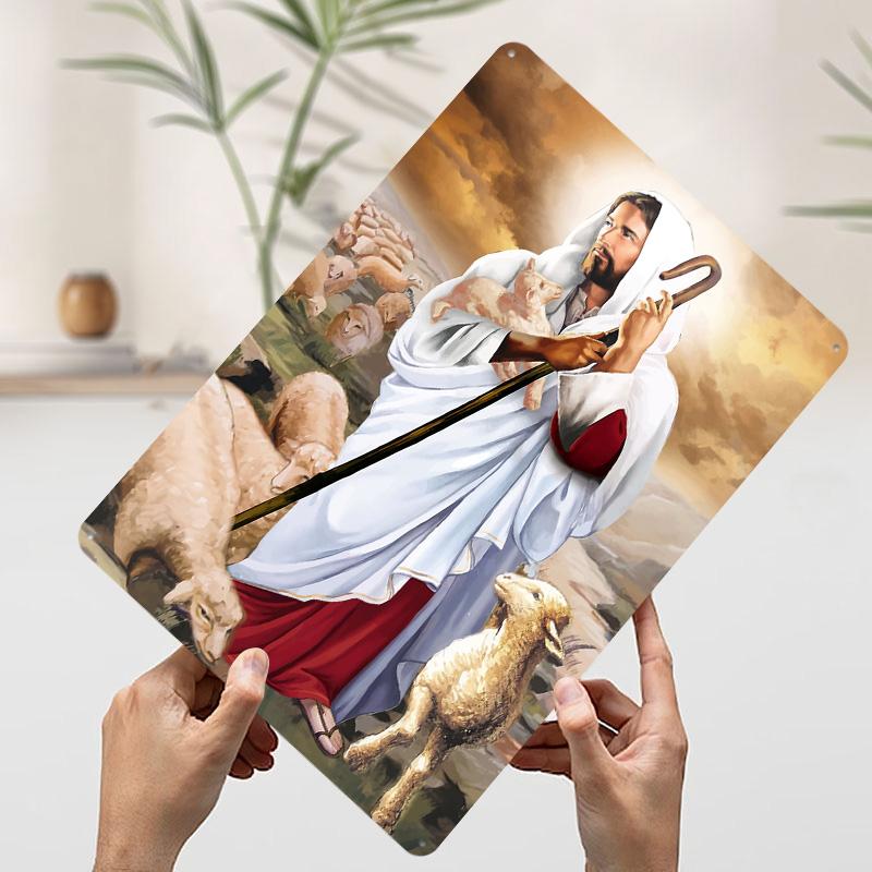 

The Good Shepherd Printed Poster Customized Wall Art Retro Vintage Metal Tin Signs for Aesthetic Room Decor Men Coffee Bar Home 7.9x11.8In(20x30cm)