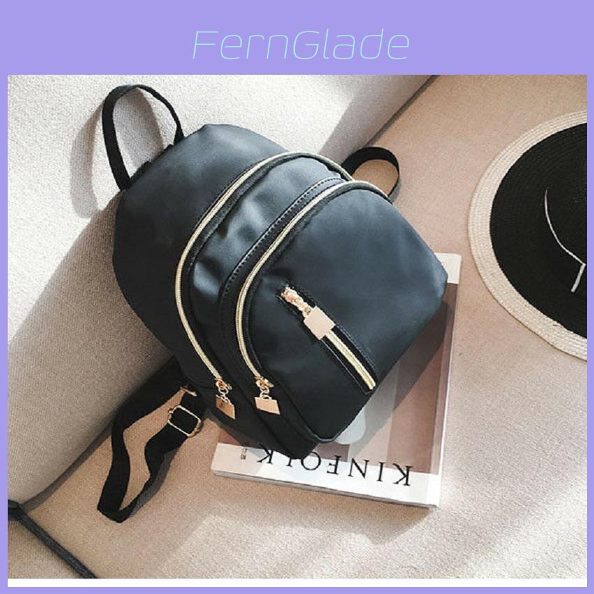 Stylish Women's Urban Chic Nylon Backpack Black Waterproof Lightweight Design