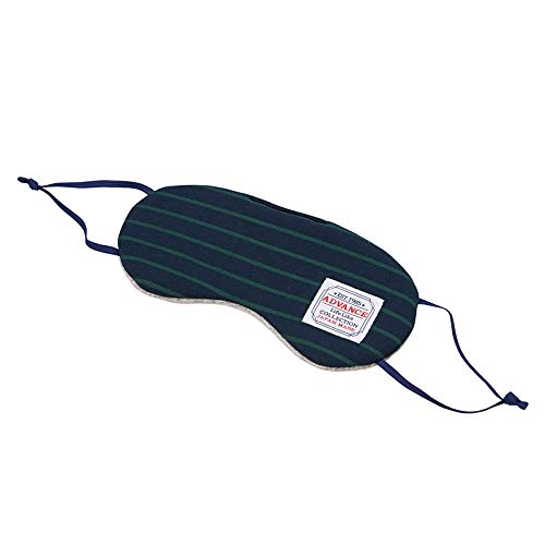 

Vanguard ADVANCE Sleep Eye Mask, Soft Cotton Knit & Striped (Ear Hooks), Made in Japan, Navy/Green (nvgr)