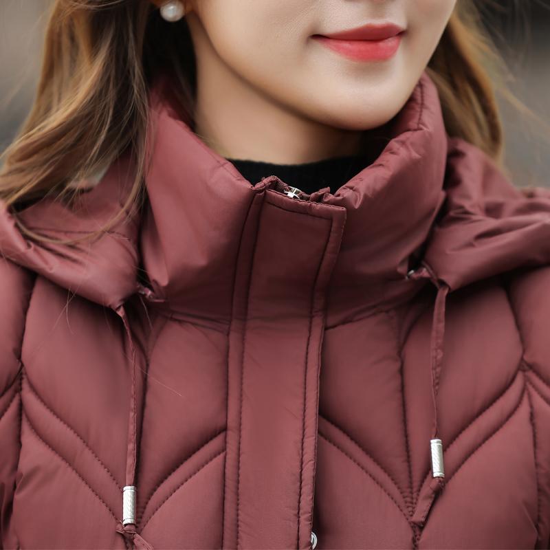 Elegantní zimní kabáty pro ženy středního věku s kapucí, slim, ležérní, silné, teplé, dlouhé parky, dámské bundy