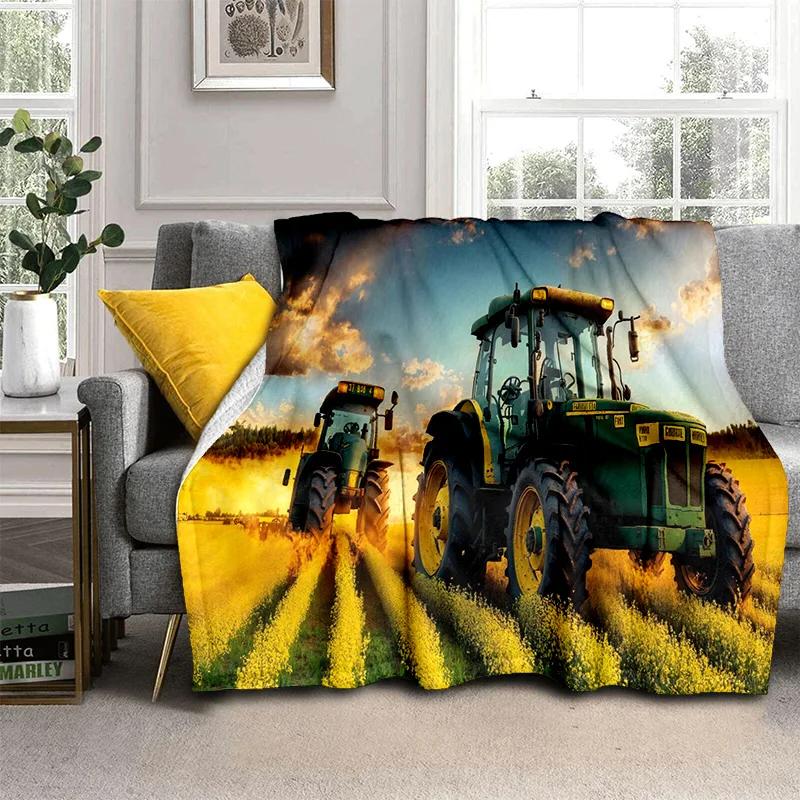 3D Retro Car Tractor Truck Series HD Blanket,Soft Throw Blanket for Home Bedroom Bed Sofa Picnic Travel Office Cover Blanket Kid